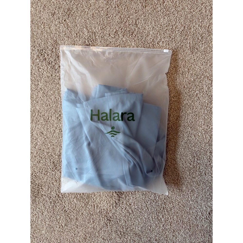 Halara Wide Leg Wrap Pants Dusty Blue High Waisted Side Tie Small - Picture 8 of 8